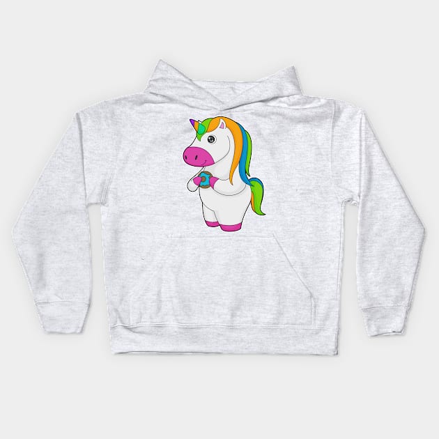 Unicorn Donut Kids Hoodie by Markus Schnabel